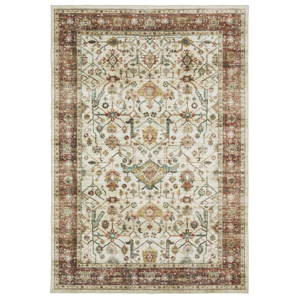 Sumter SUM05 Ivory/ Rust Red Indoor Area Rug - 7'6
