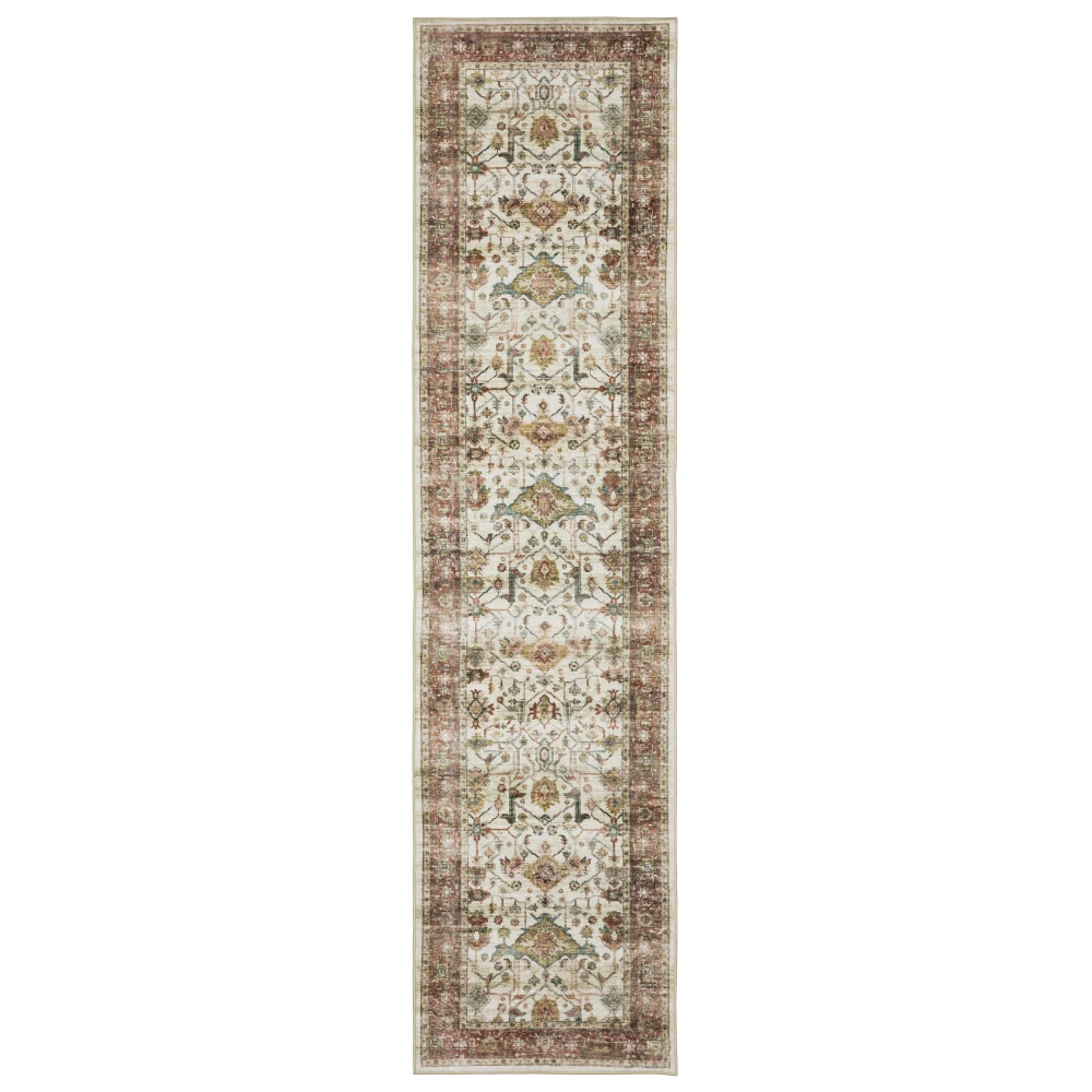 Sumter SUM05 Ivory/ Rust Red Indoor Area Rug - 2' x 8'