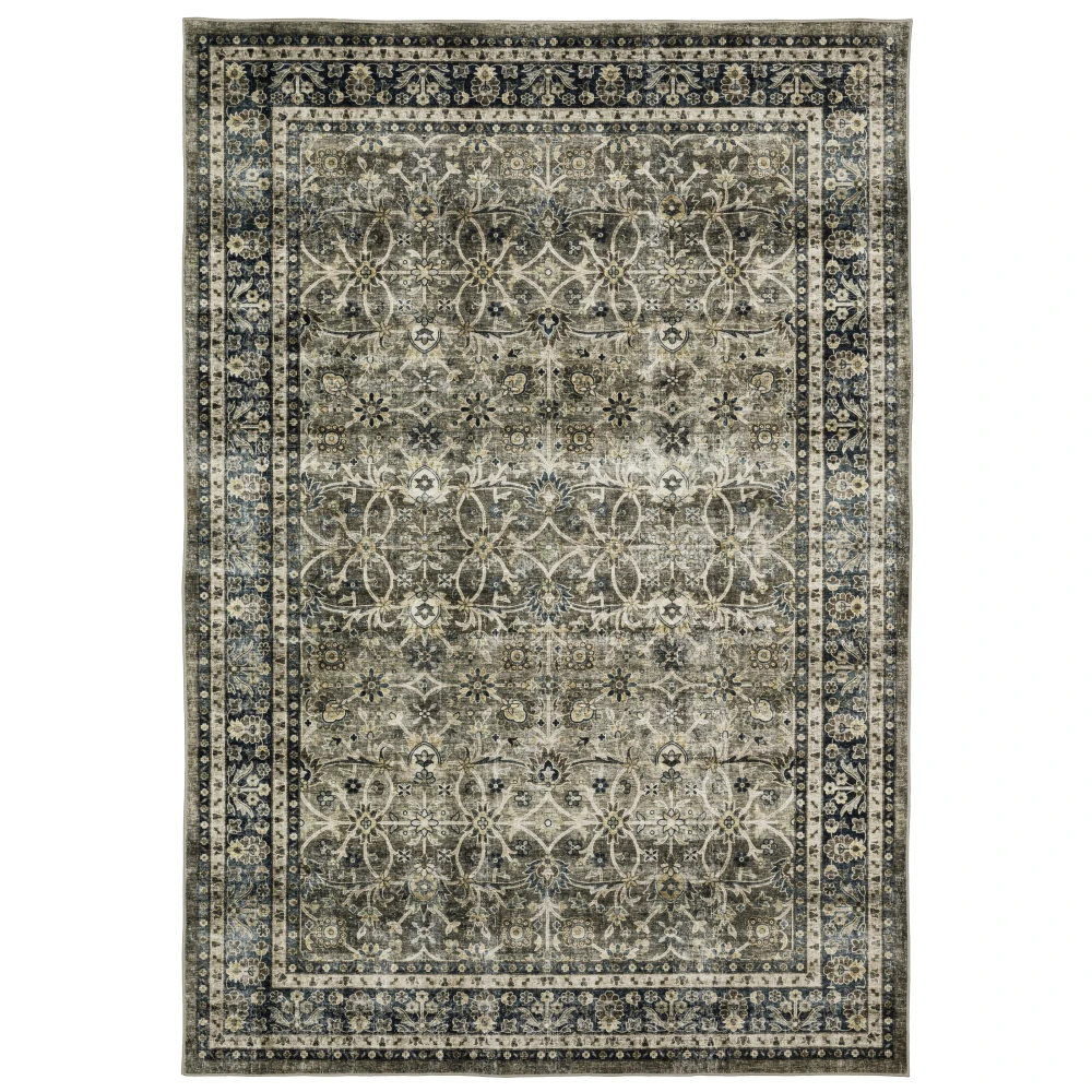 Sumter SUM06 Charcoal Grey/ Blue Indoor Area Rug - 3'6