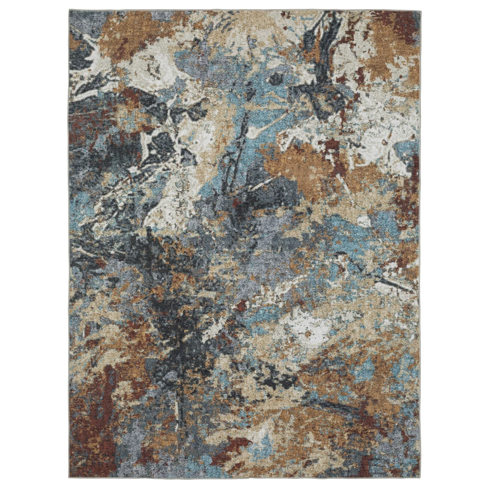 Sumter SUM13 Blue/ Rust Indoor Area Rug - 5' x 7'