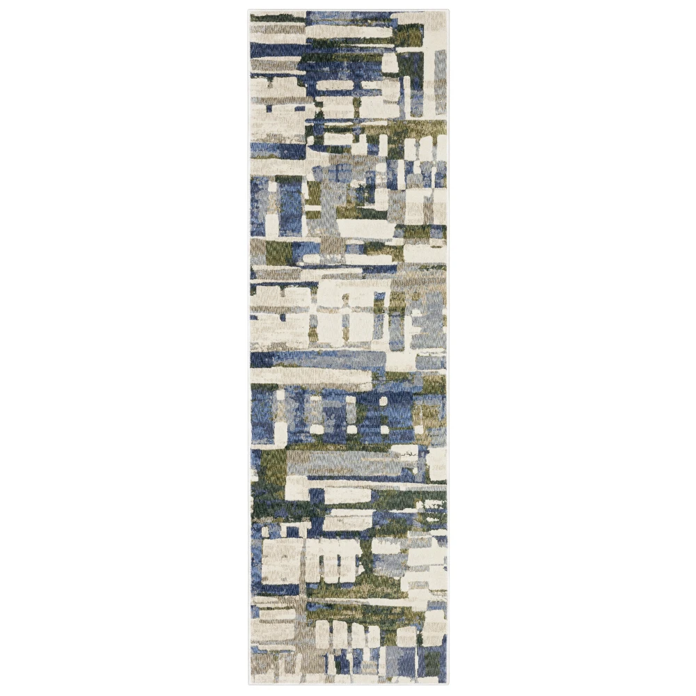 Tisdell TIS01 Blue/ Green Indoor Area Rug - 2'3