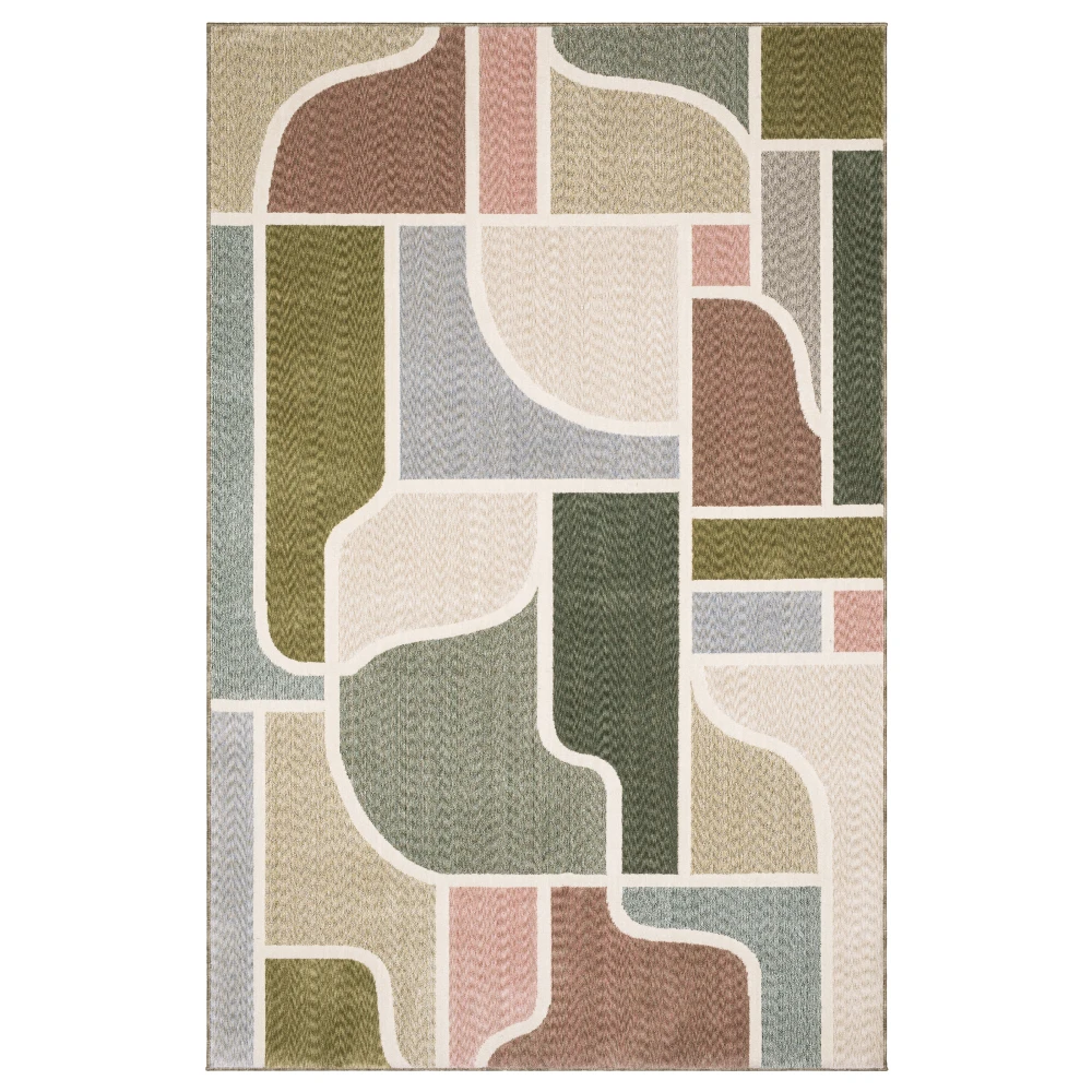 Tisdell TIS02 Green/ Multi Indoor Area Rug - 5'3
