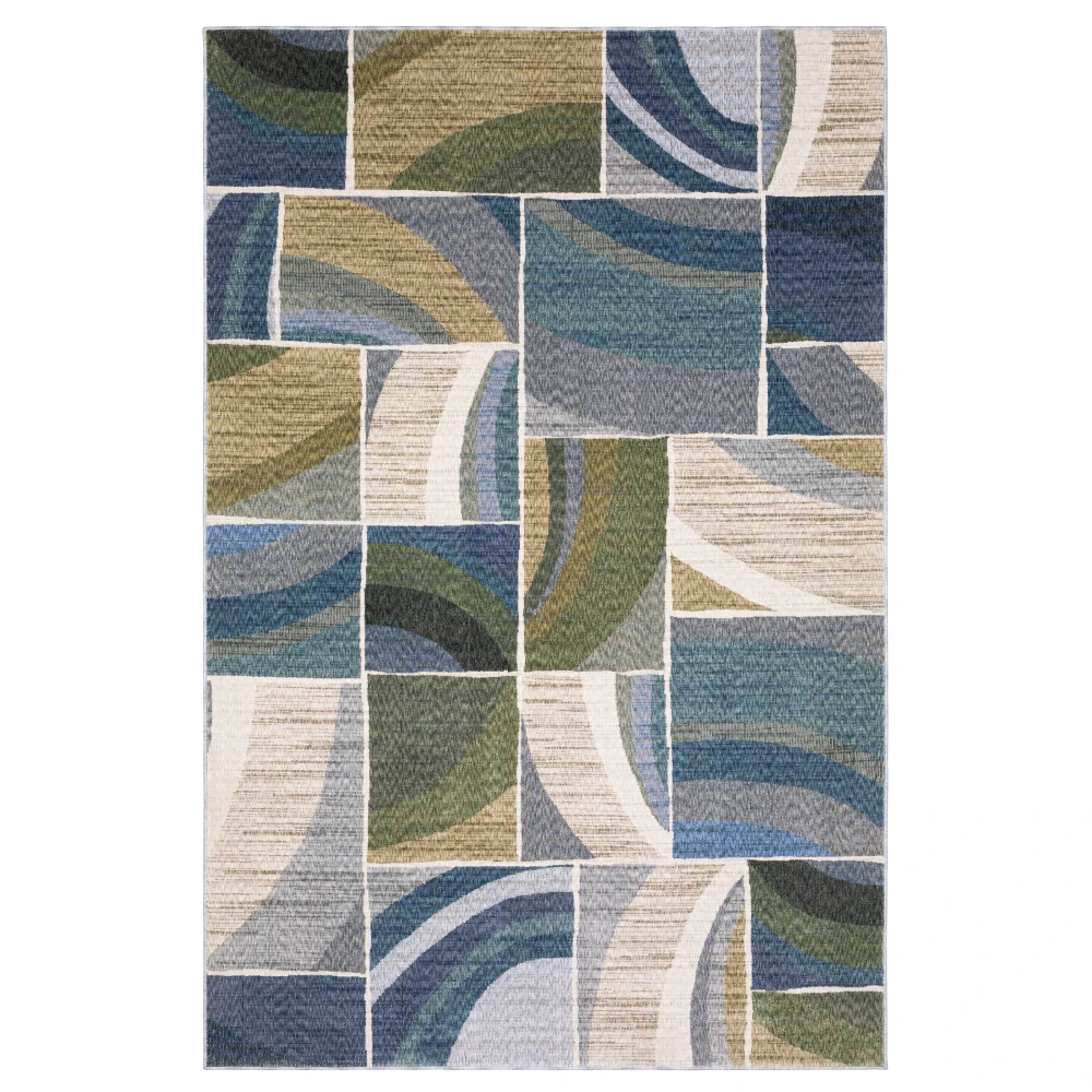 Tisdell TIS06 Blue/ Green Indoor Area Rug - 5'3