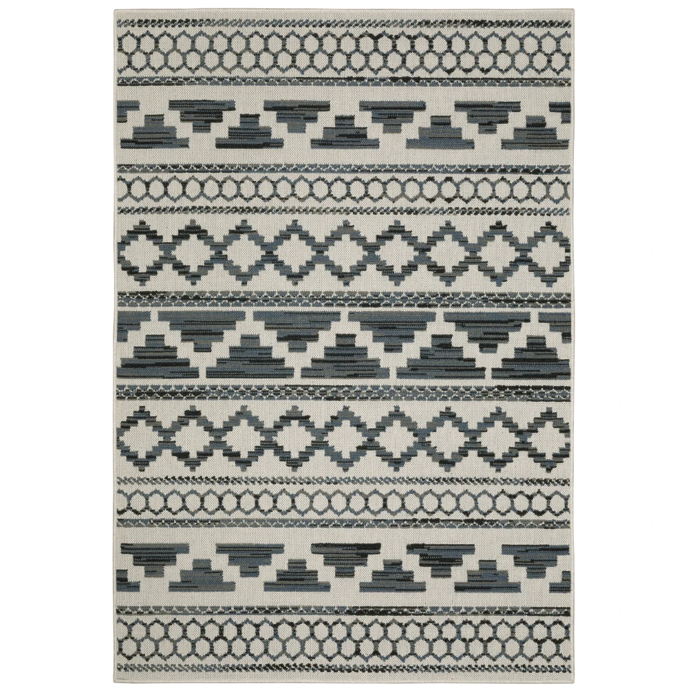 Torrey 005Y1 Light Grey/ Blue Indoor/Outdoor Area Rug - 5'3