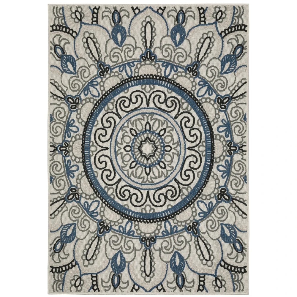 Torrey 072J1 Light Grey/ Blue Indoor/Outdoor Area Rug - 9'10