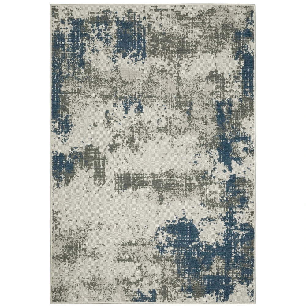 Torrey 140H1 Light Grey/ Blue Indoor/Outdoor Area Rug - 1'10