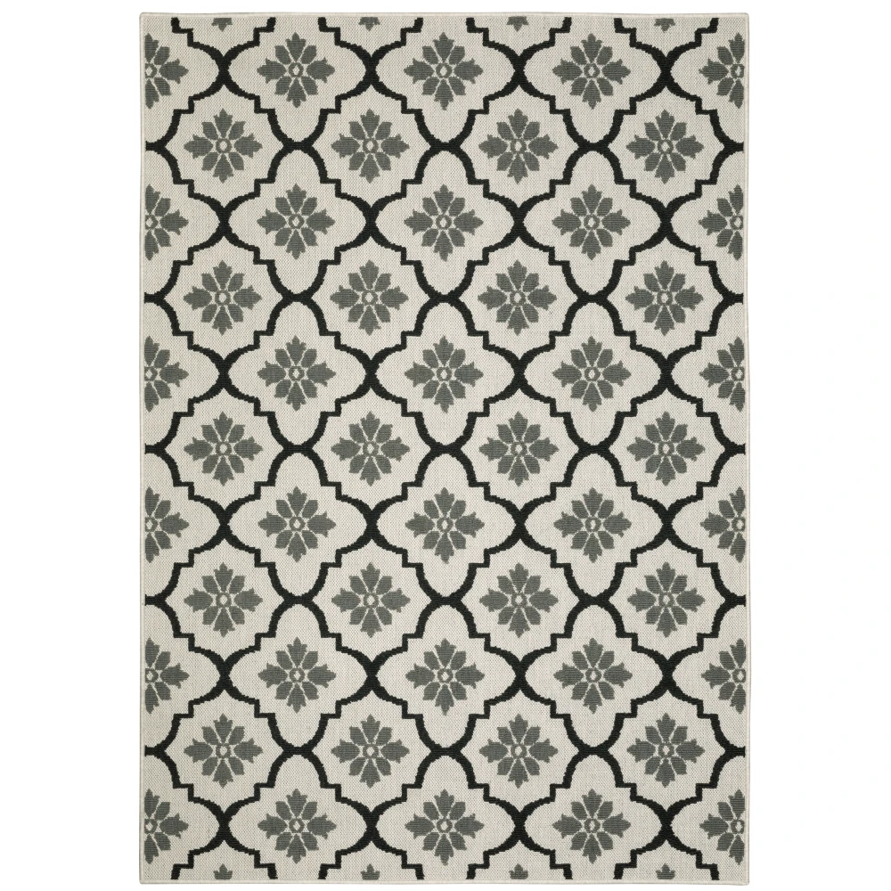 Torrey 5562E Light Grey/ Black Indoor/Outdoor Area Rug - 7'10