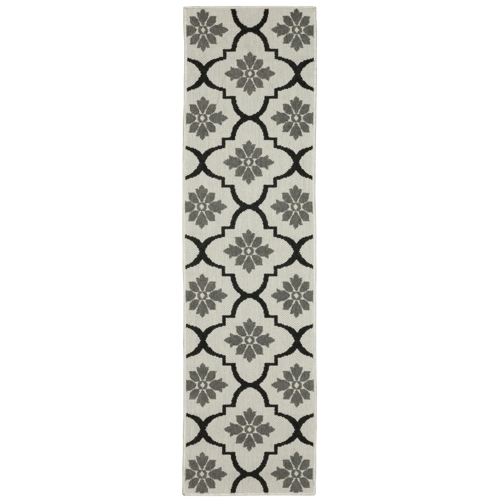 Torrey 5562E Light Grey/ Black Indoor/Outdoor Area Rug - 1'10