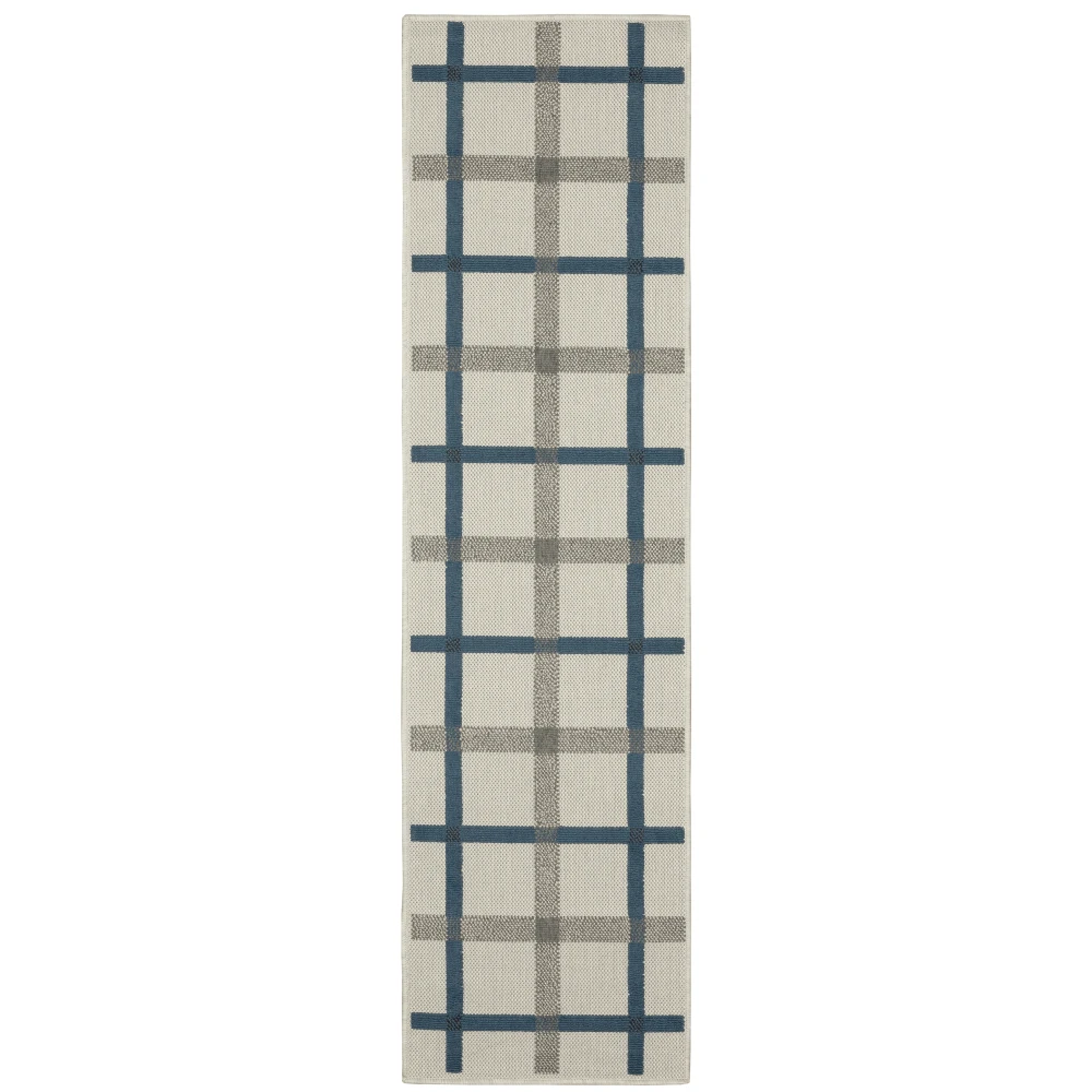 Torrey 7150H Light Grey/ Blue Indoor/Outdoor Area Rug - 1'10