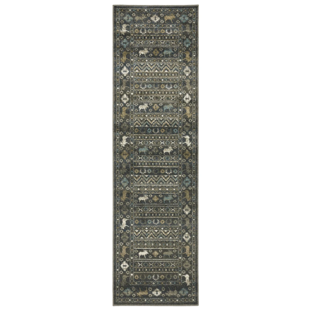 Venice 095E8 Blue/ Gold Indoor Area Rug - 2'3