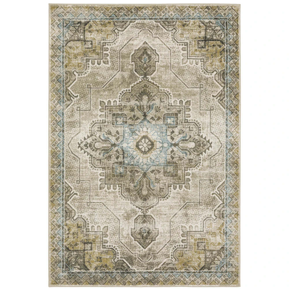 Venice 1104W Grey/ Blue Indoor Area Rug - 3'10