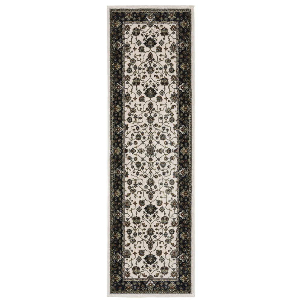 Vivian VI02B Ivory/ Navy Indoor Area Rug - 2'3