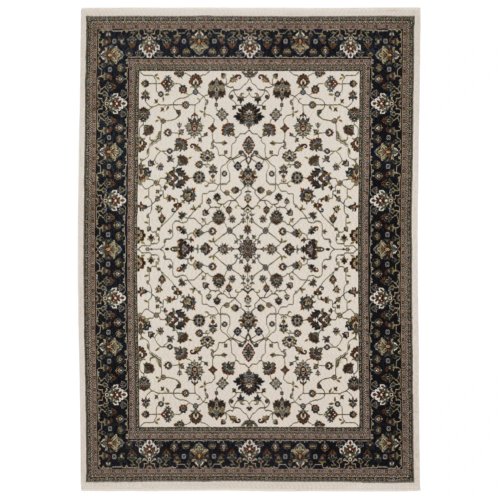 Vivian VI02B Ivory/ Navy Indoor Area Rug - 3'10