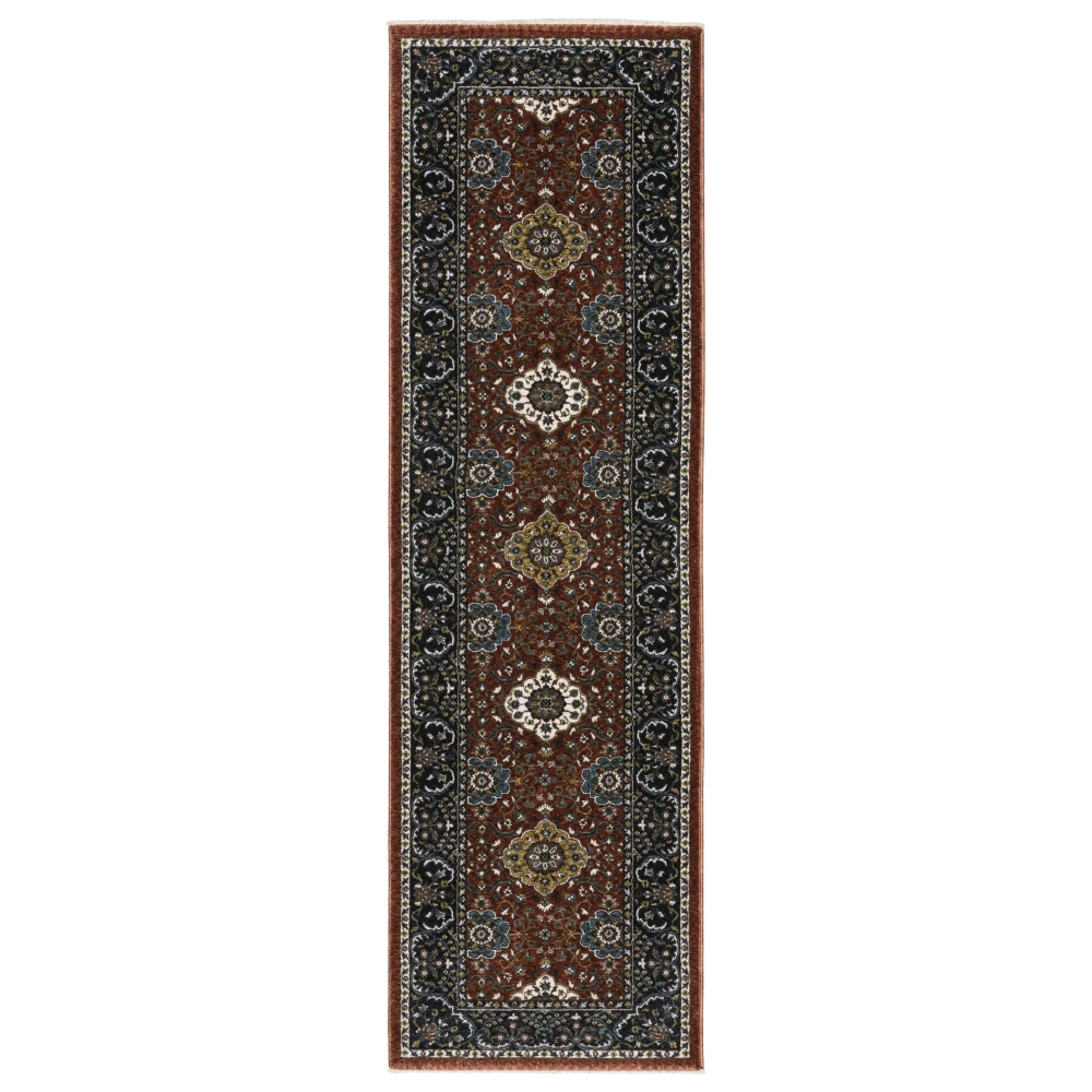 Vivian VI04B Red/ Navy Indoor Area Rug - 2'3