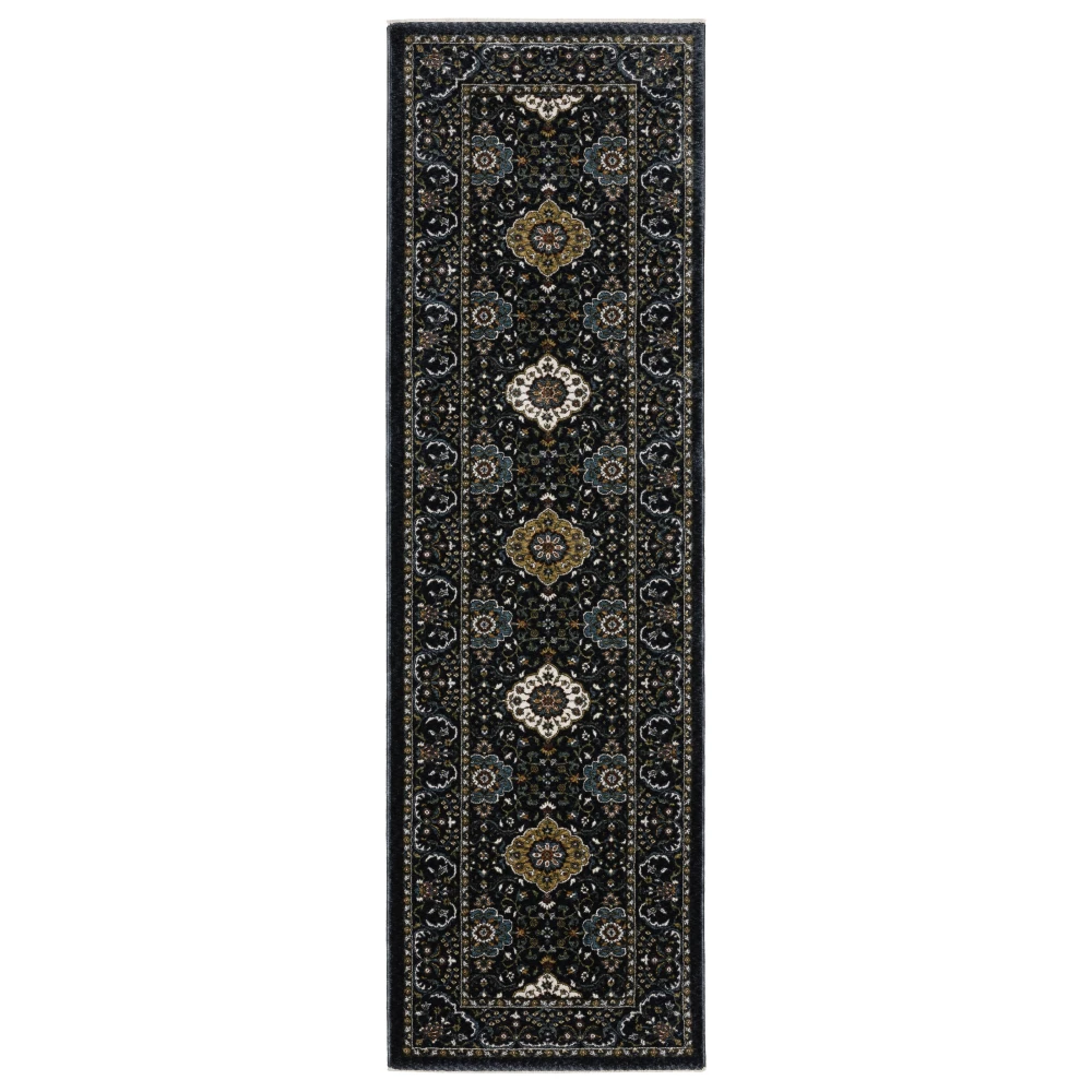 Vivian VI04C Navy/ Gold Indoor Area Rug - 2'3