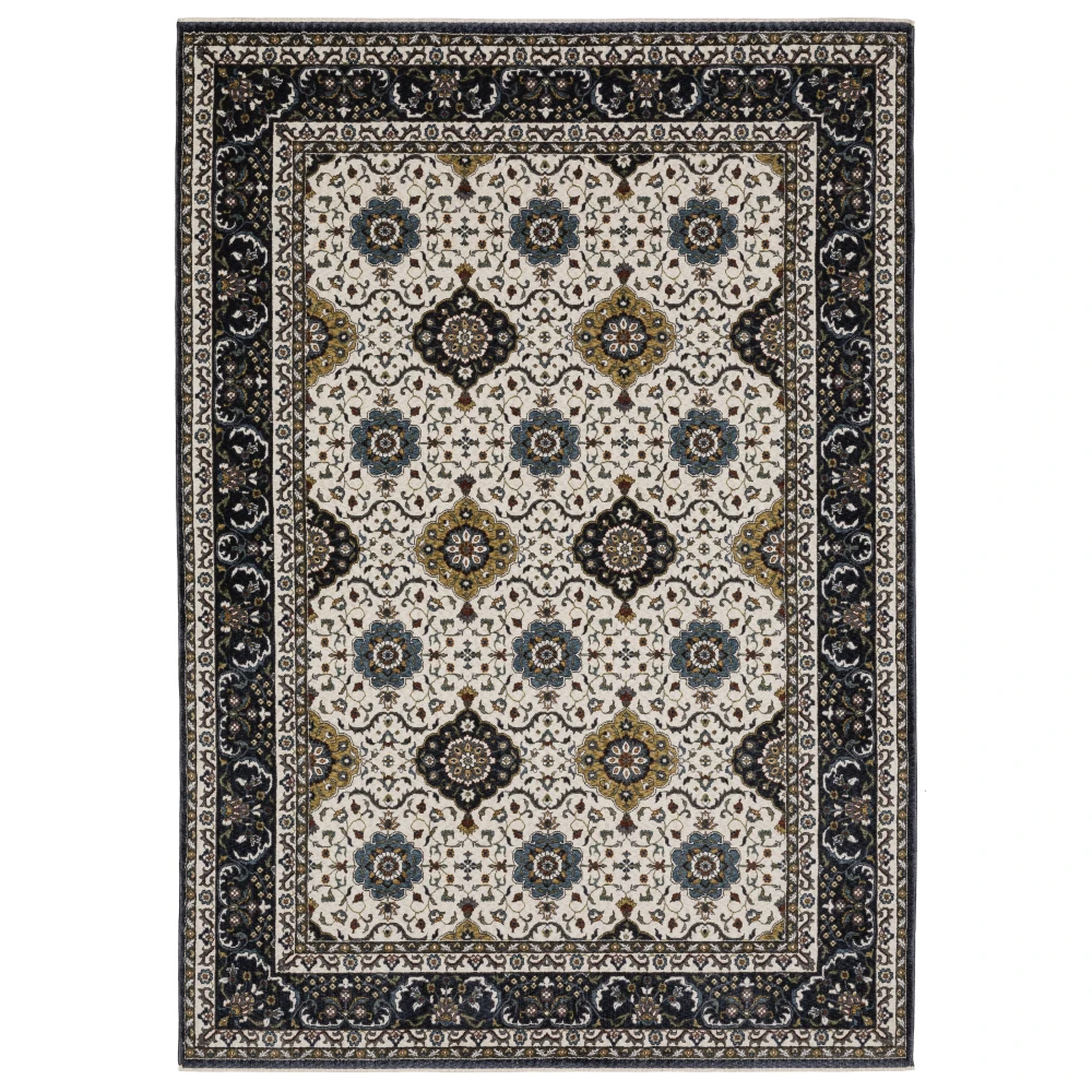 Vivian VI04D Ivory/ Navy Indoor Area Rug - 6'7
