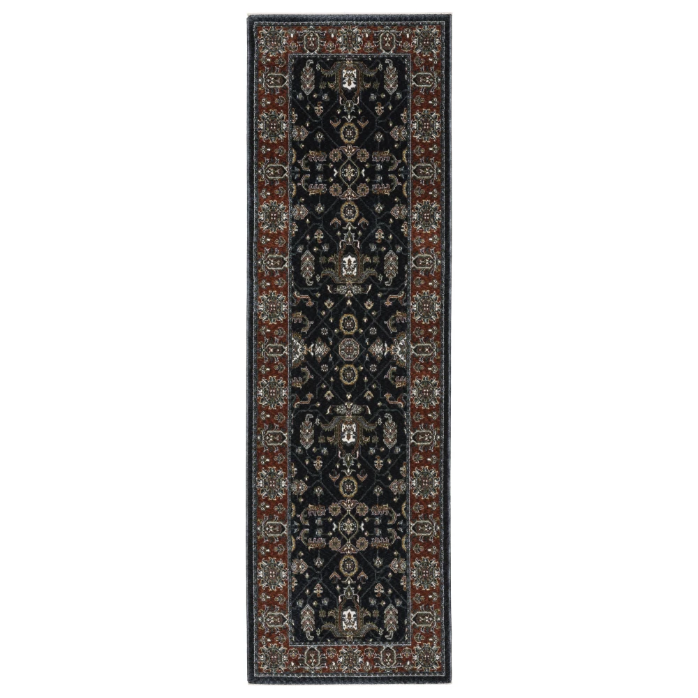 Vivian VI05A Navy/ Rust Indoor Area Rug - 2'3
