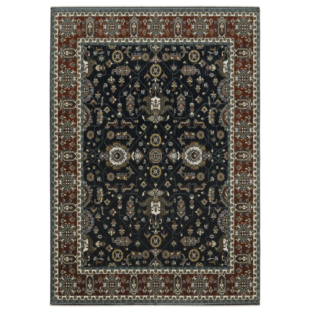 Vivian VI05A Navy/ Rust Indoor Area Rug - 9'10