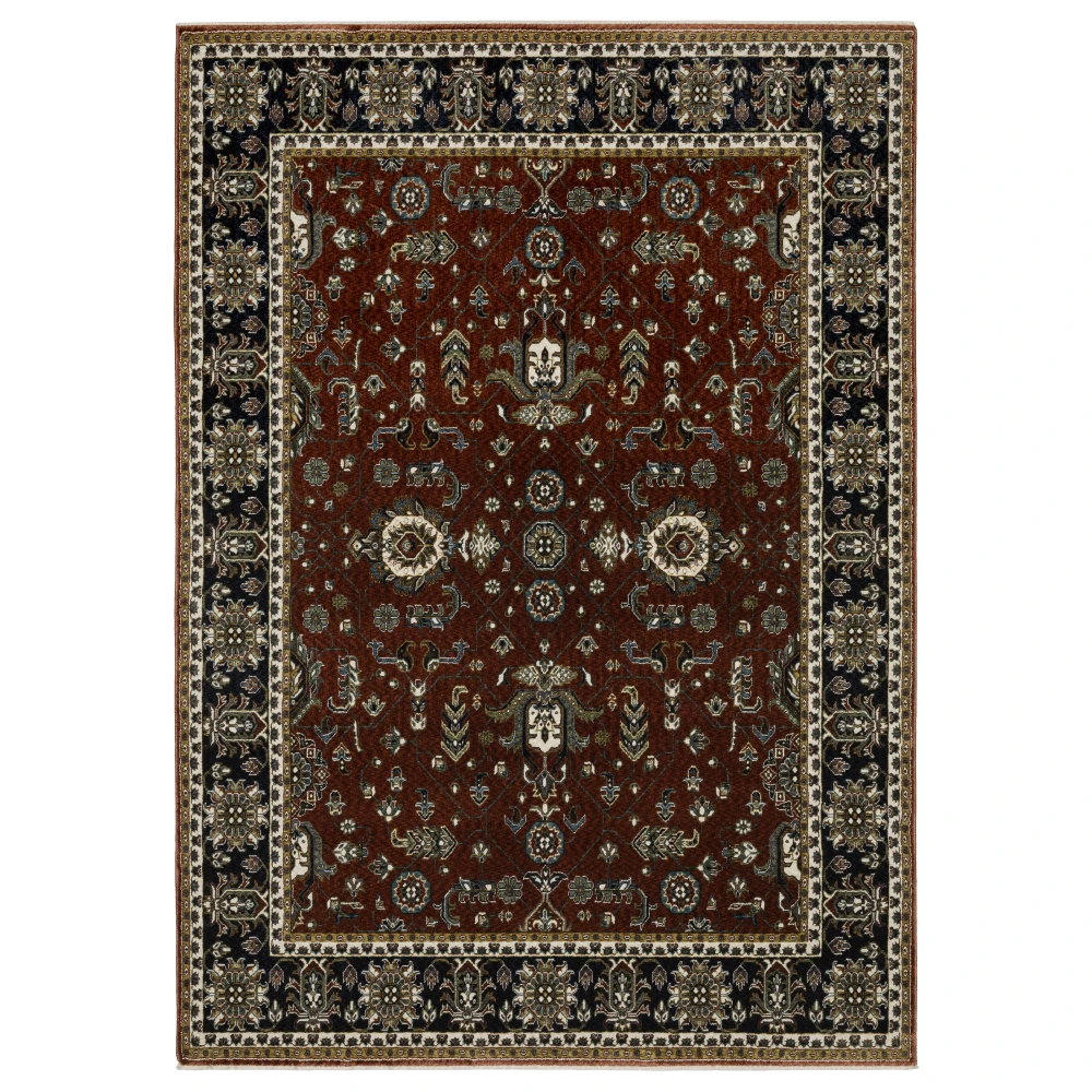 Vivian VI05X Red/ Navy Indoor Area Rug - 6'7