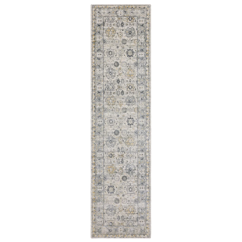 Windham WIN01 Grey/ Blue Indoor Area Rug - 2'6