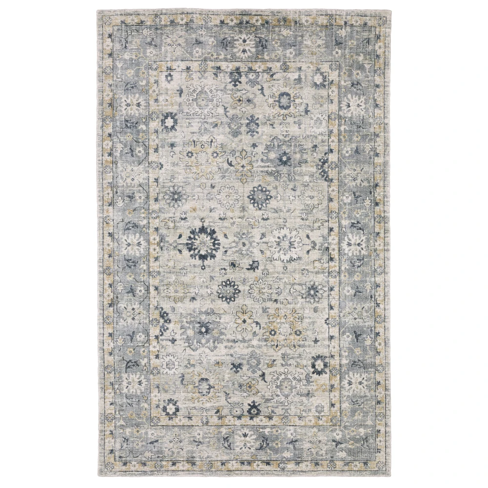 Windham WIN01 Grey/ Blue Indoor Area Rug - 8' x 10'
