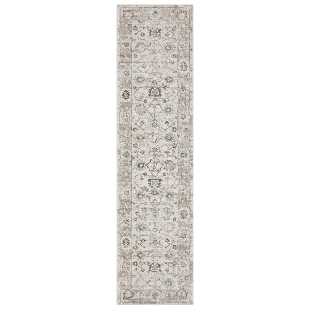 Windham WIN04 Ivory/ Teal Blue Indoor Area Rug - 2'6