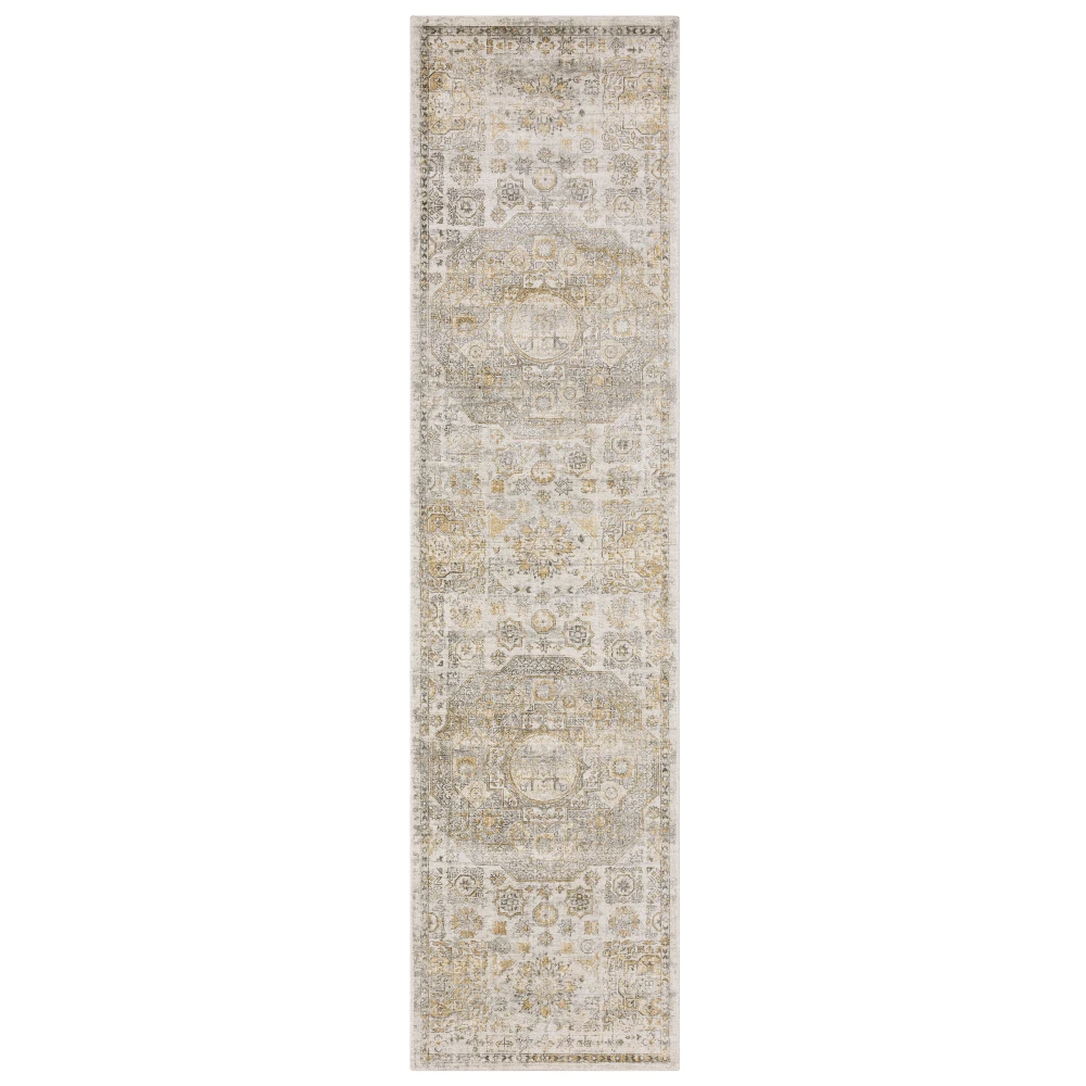 Windham WIN05 Grey/ Gold Indoor Area Rug - 2'6