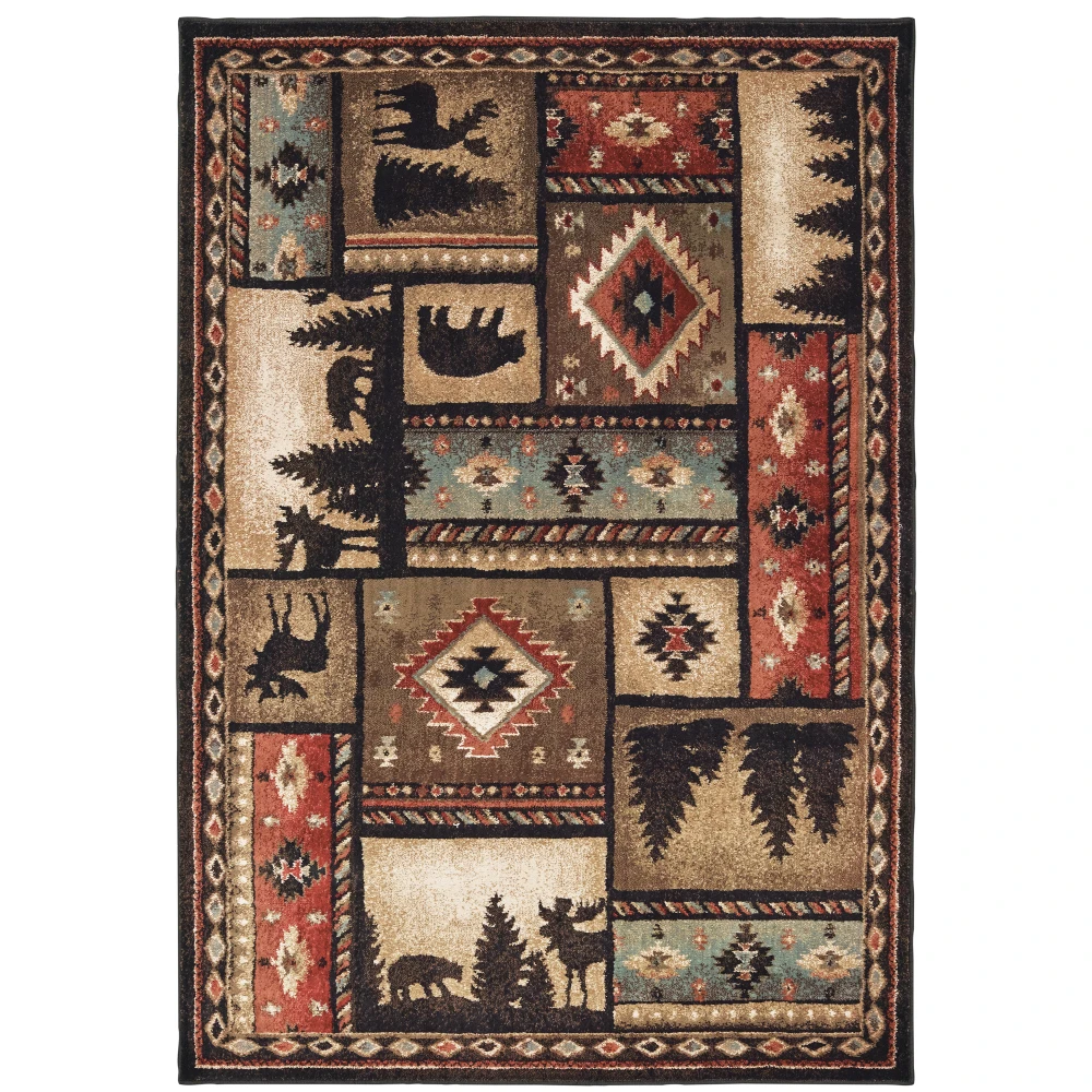 Woodlands 1041C Black/ Multi Indoor Area Rug - 3'10