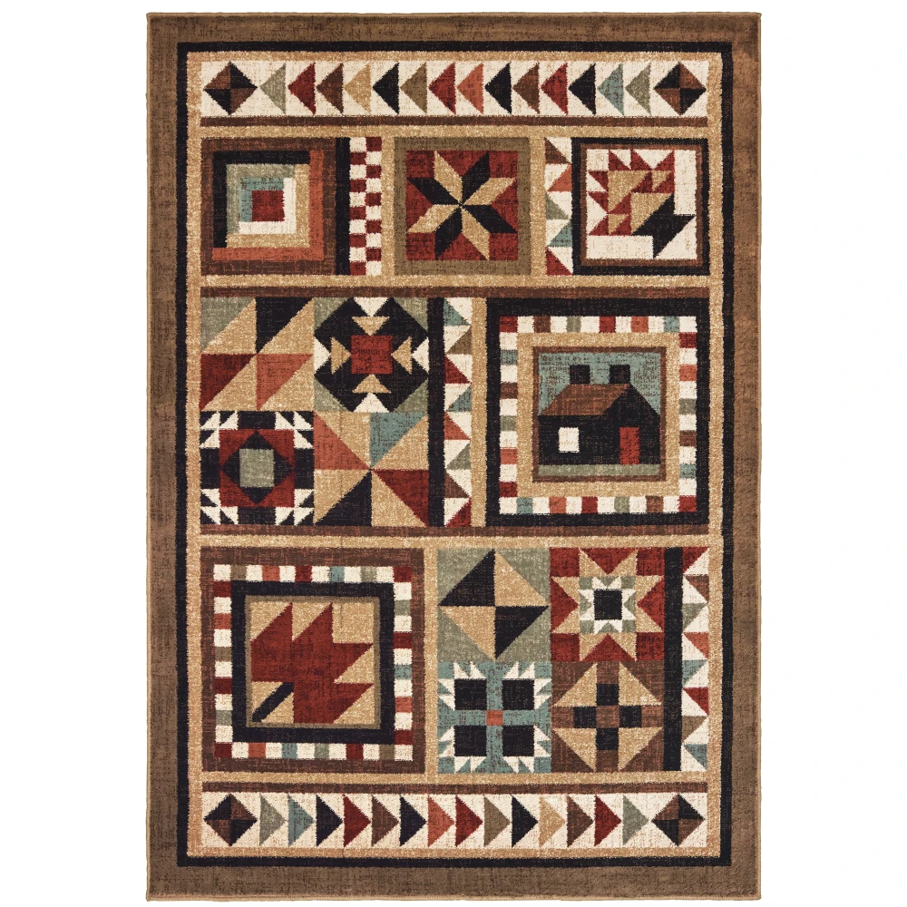 Woodlands 9596A Brown/ Multi Indoor Area Rug - 3'10