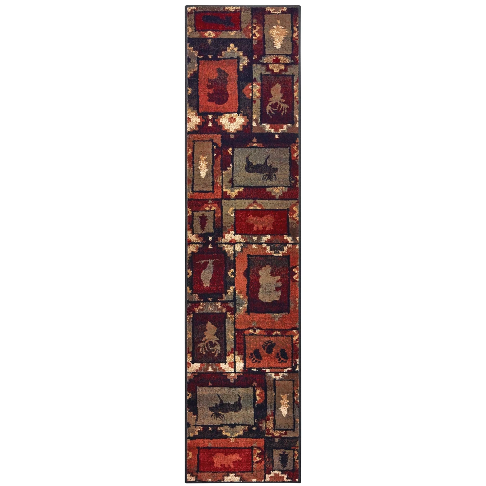 Woodlands 9601D Brown/ Rust Indoor Area Rug - 1'10