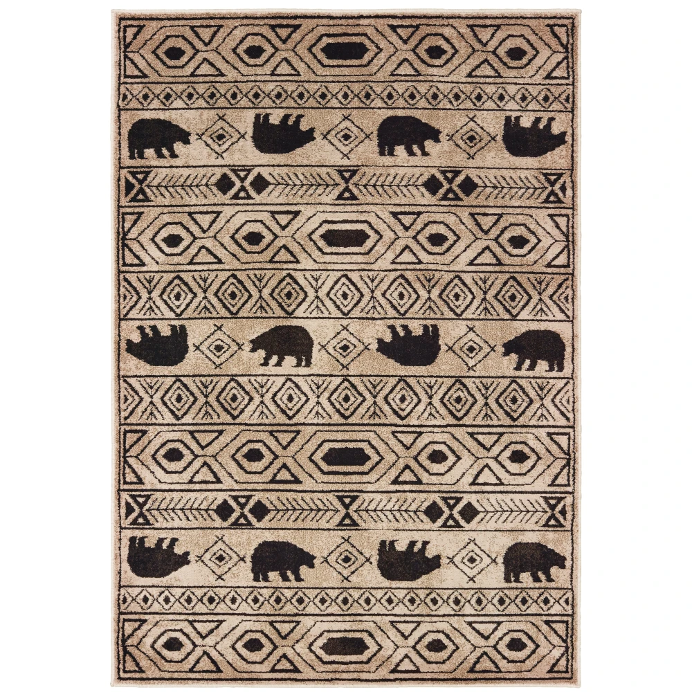 Woodlands 9651A Ivory/ Black Indoor Area Rug - 1'10
