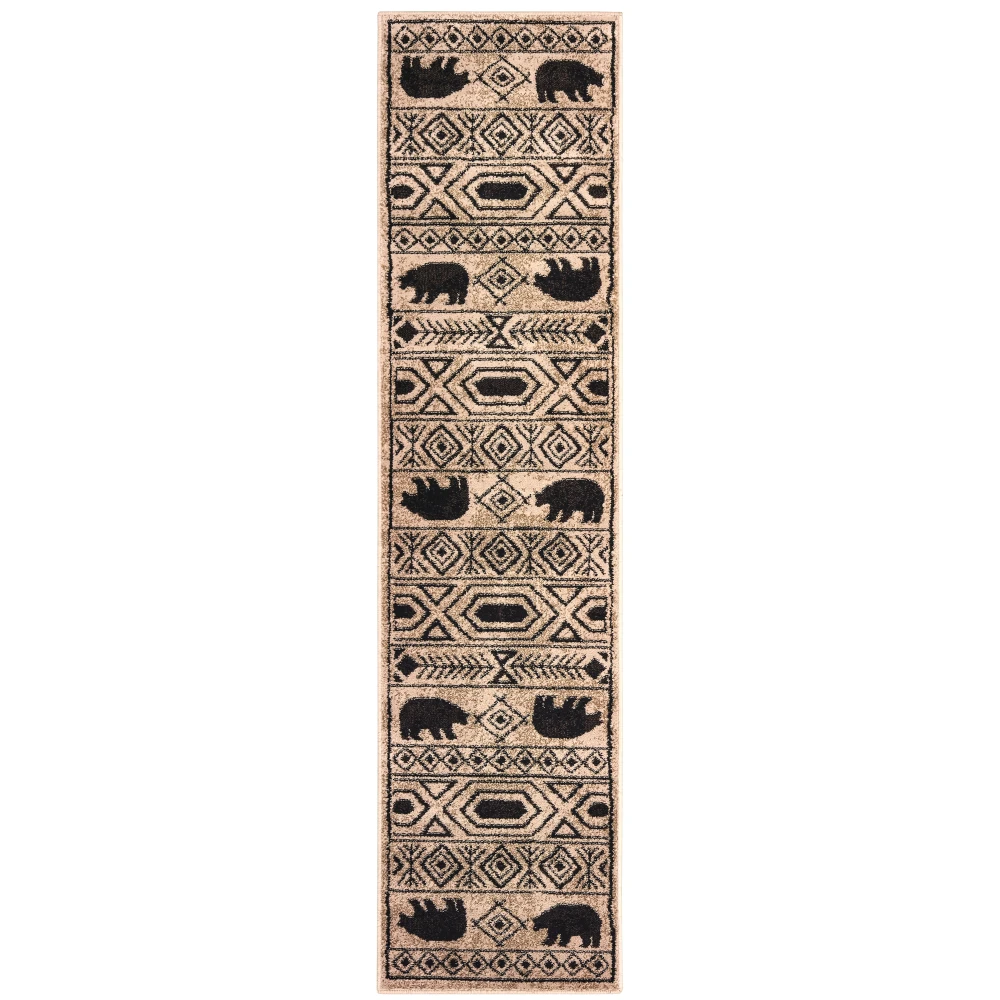 Woodlands 9651A Ivory/ Black Indoor Area Rug - 1'10