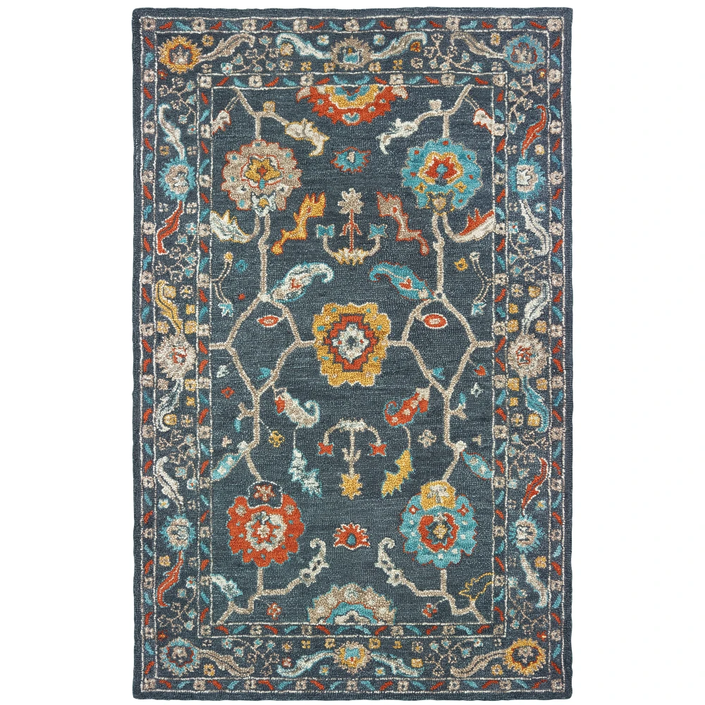 Zahra 75501 Blue/ Gold Indoor Area Rug - 3'6