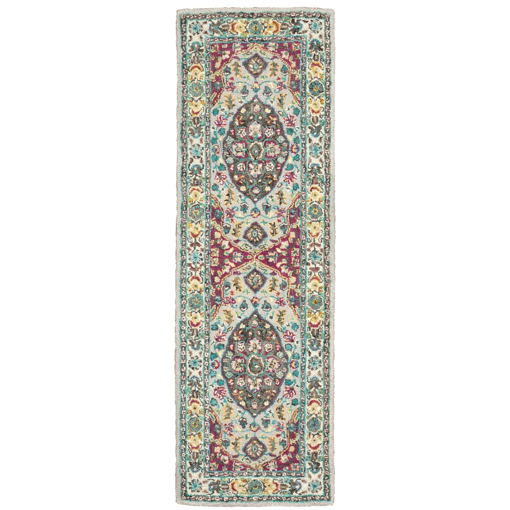 Zahra 75504 Grey/ Pink Indoor Area Rug - 2'6