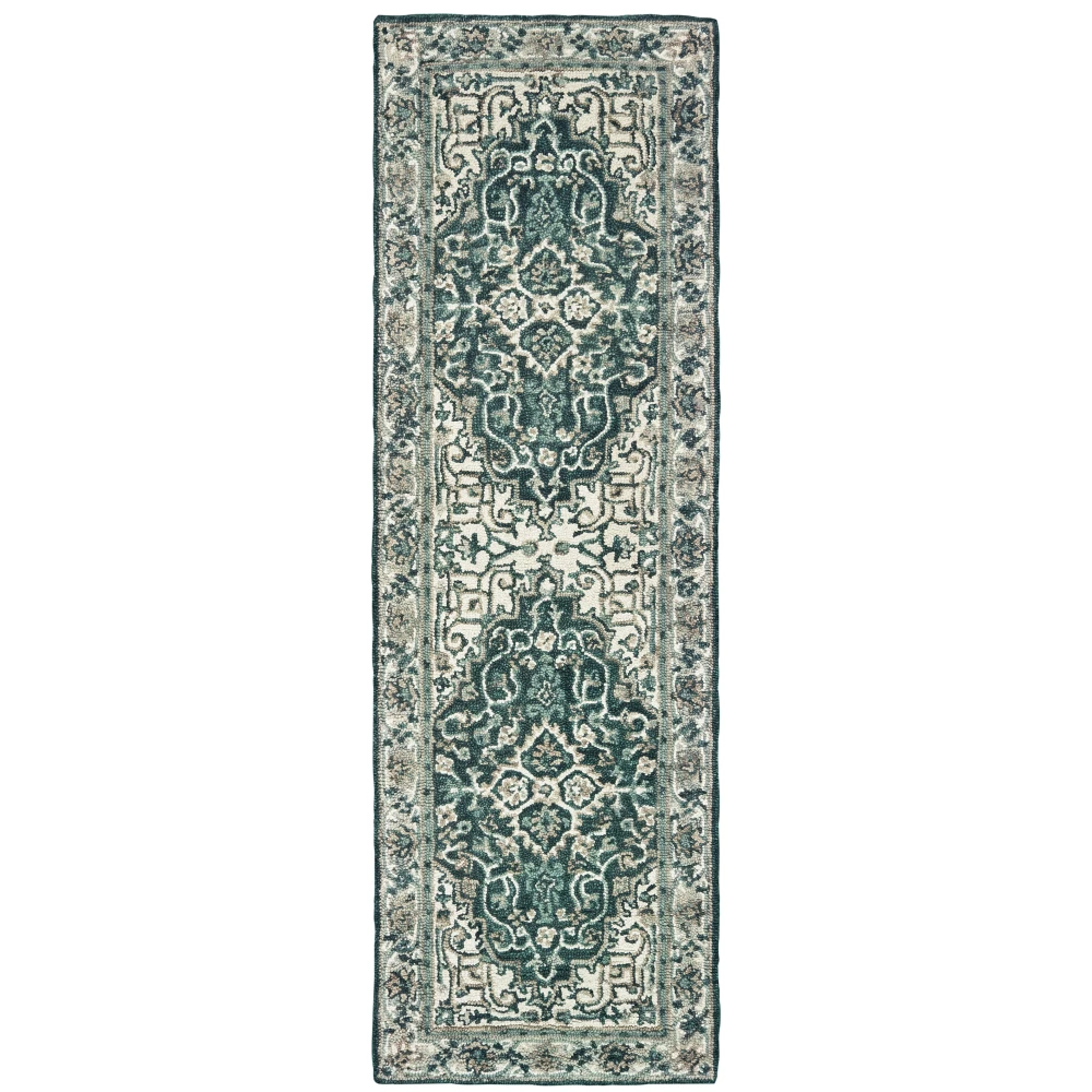 Zahra 75506 Grey/ Blue Indoor Area Rug - 2'6