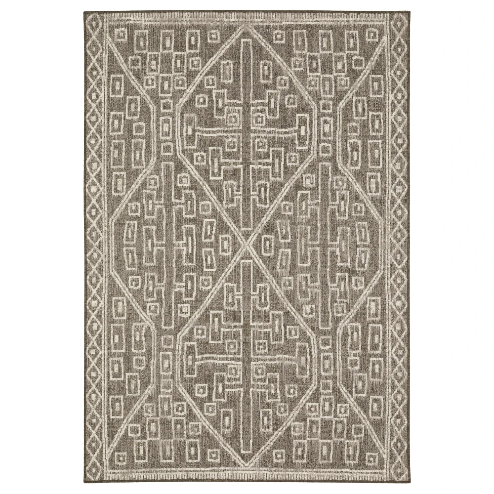Zarina ZAR07 Brown / Beige Indoor/Outdoor Area Rug - 1'10