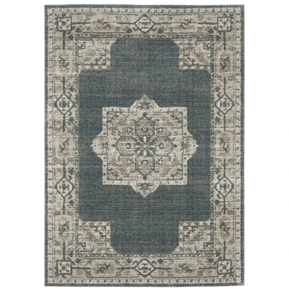 Alton 5501B Blue/ Beige Indoor Area Rug - 5'3