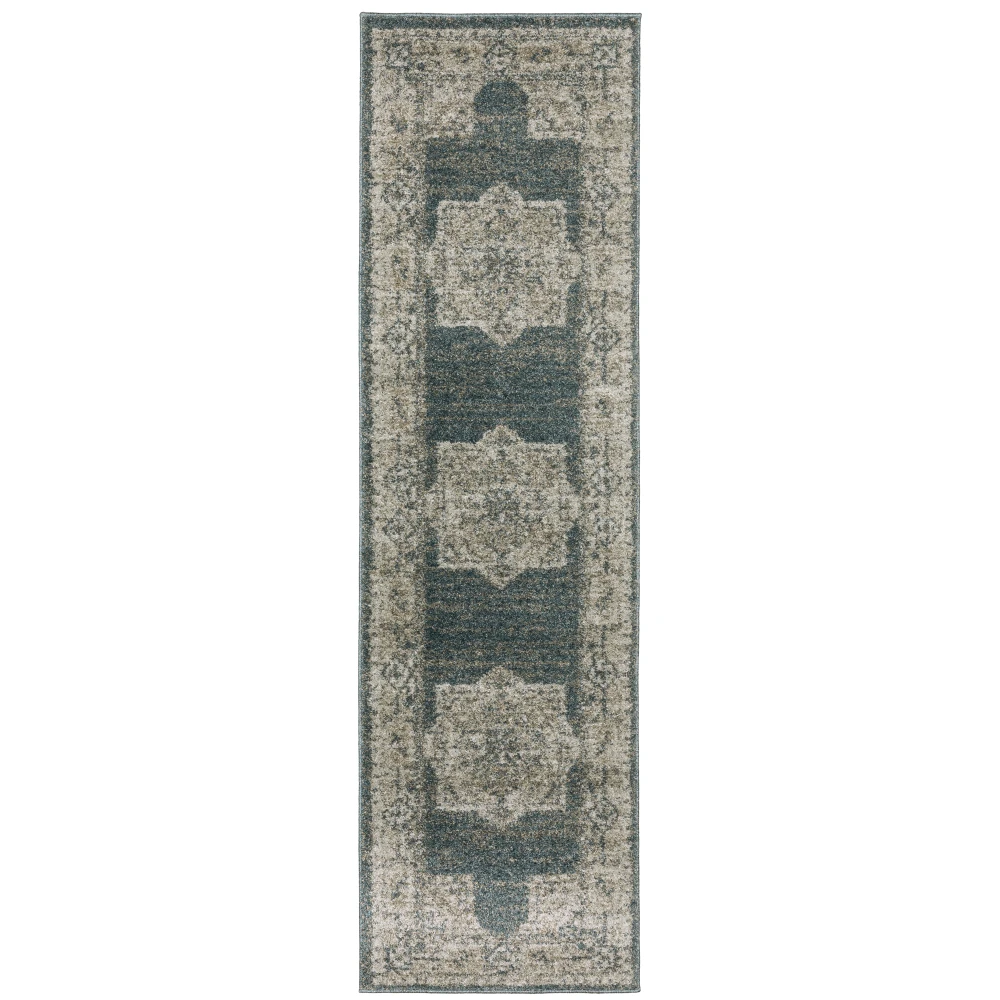 Alton 5501B Blue/ Beige Indoor Area Rug - 2'3