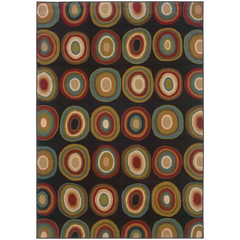 Emerson 2282A Black/ Green Indoor Area Rug - 10' x 13'