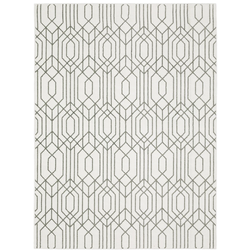 Montecito 4158W White/ Grey Indoor Area Rug - 5'3