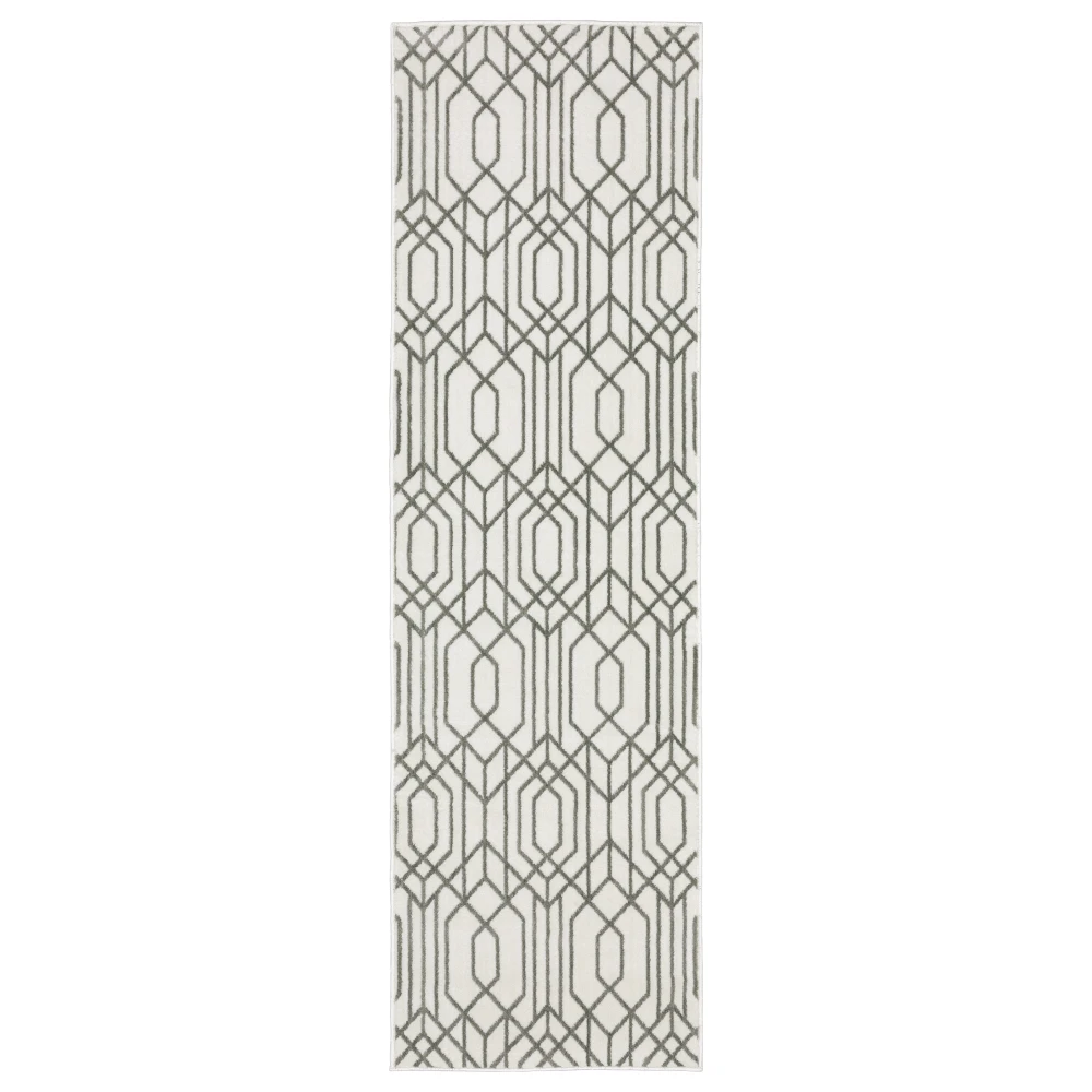 Montecito 4158W White/ Grey Indoor Area Rug - 2'3