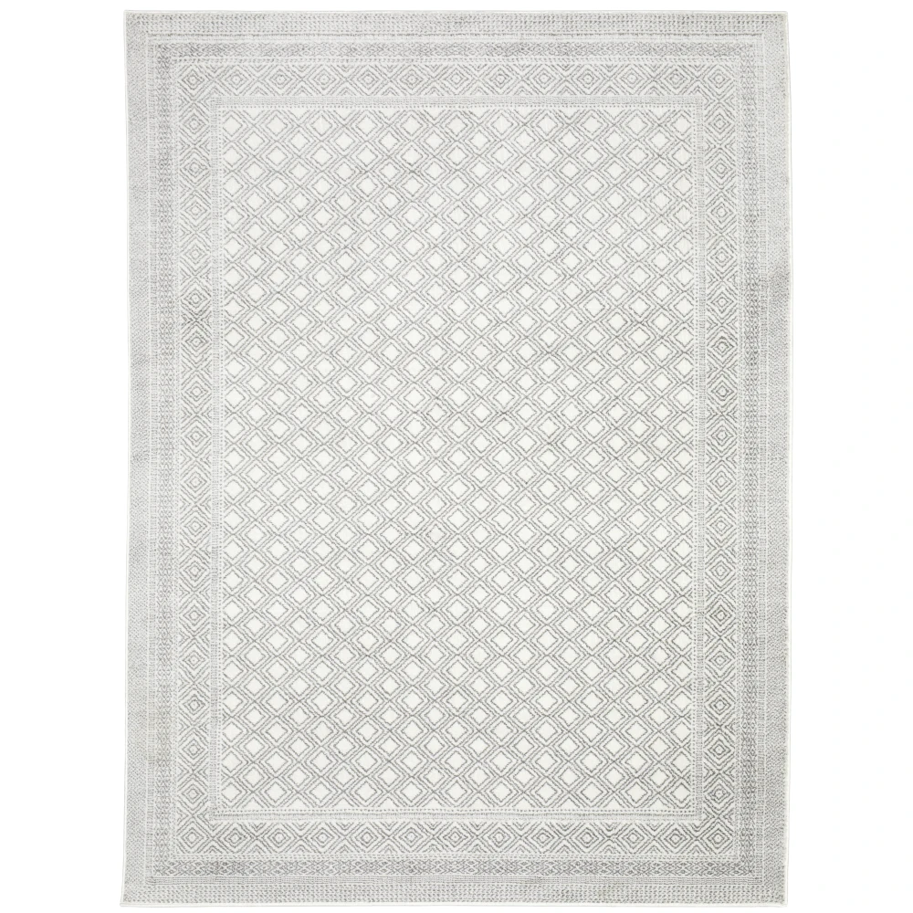 Montecito 094W8 White/ Grey Indoor Area Rug - 5'3