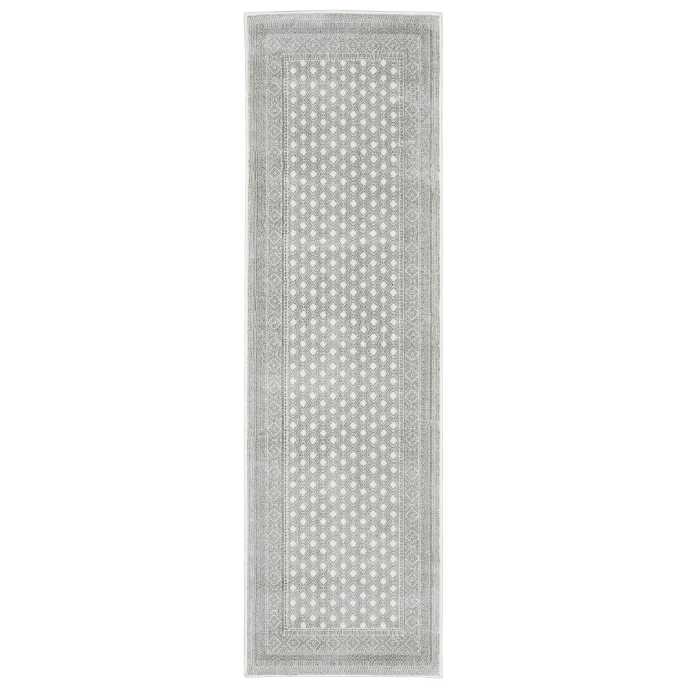 Montecito 094W8 White/ Grey Indoor Area Rug - 2'3