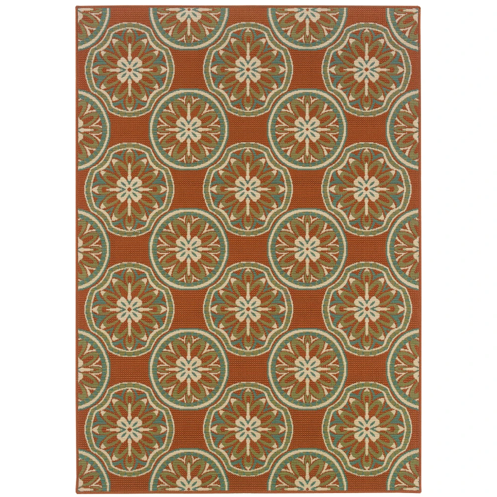 Montego 8323D Orange/ Ivory Indoor/Outdoor Area Rug - 2'5