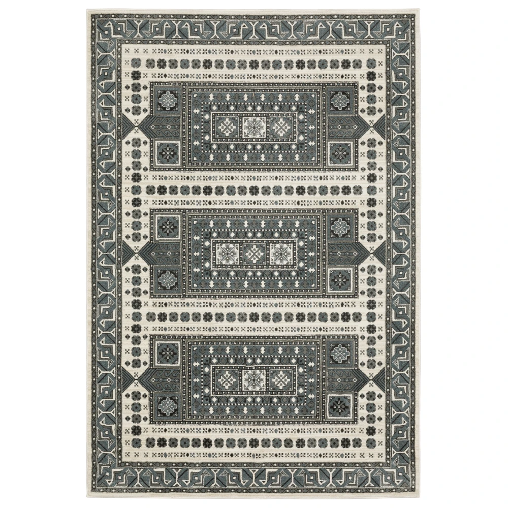 Raylan RAY01 Grey/ Blue Indoor Area Rug - 9'10