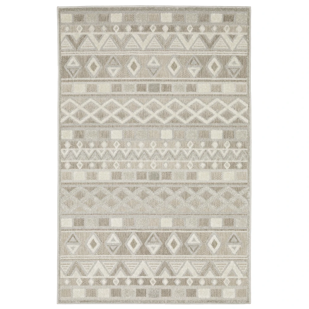 Tangier TAN09 Beige/ Grey Indoor Area Rug - 9'10
