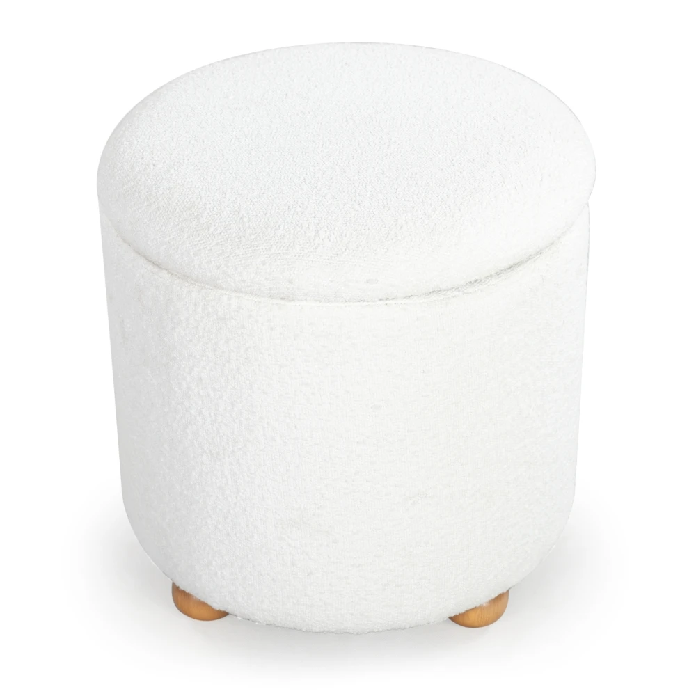 Becka Round Boucle Storage Ottoman