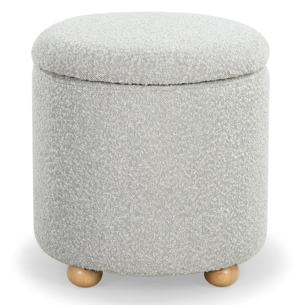 Becka Round Boucle Storage Ottoman