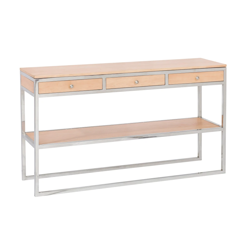 Pasargad Home Oren Cream/Silver Console Table with 3 Drawers