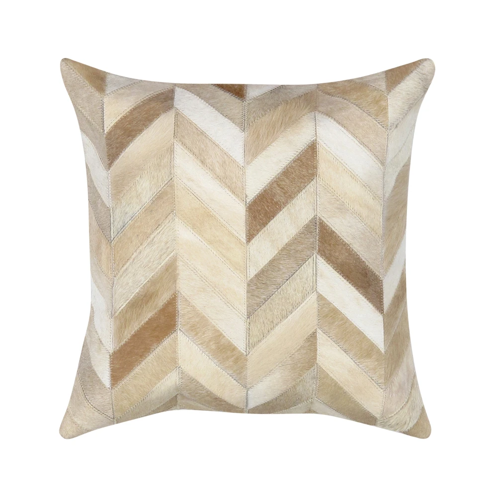 Pasargad Home Safari Chevron L. Brown Cowhide Throw Pillow